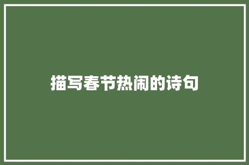 描写春节热闹的诗句