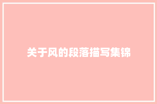 关于风的段落描写集锦 写作技巧