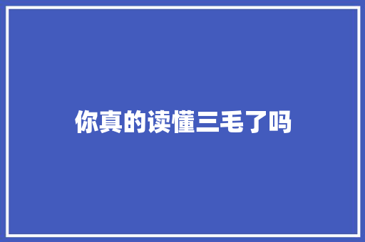 你真的读懂三毛了吗 简历模板