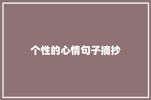 个性的心情句子摘抄 商业文案