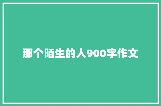 那个陌生的人900字作文 商业文案