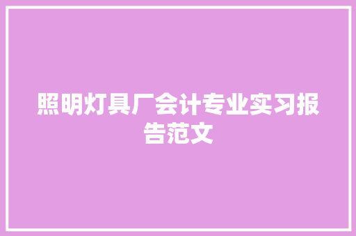 照明灯具厂会计专业实习报告范文