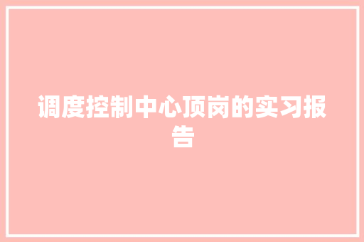 调度控制中心顶岗的实习报告 写作社区