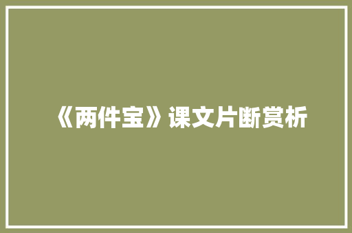 《两件宝》课文片断赏析