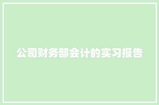 公司财务部会计的实习报告