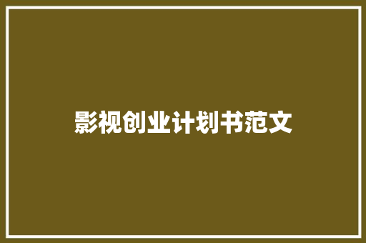 影视创业计划书范文 简历模板