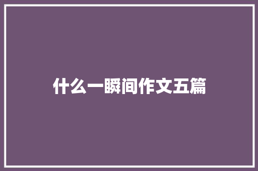 什么一瞬间作文五篇