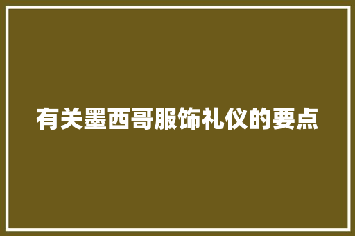 有关墨西哥服饰礼仪的要点 简历模板