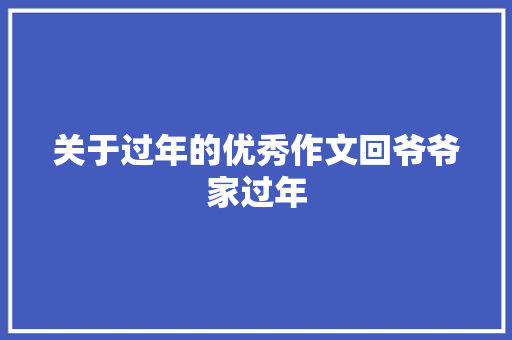 关于过年的优秀作文回爷爷家过年 词汇积累