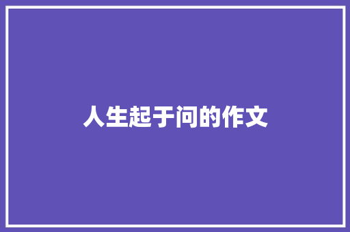 人生起于问的作文