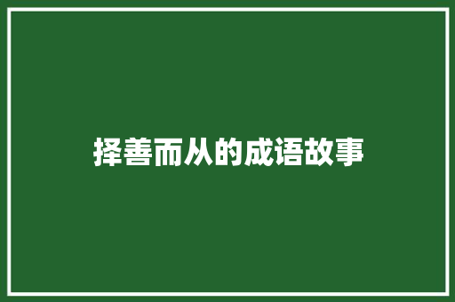 择善而从的成语故事