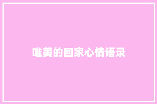 唯美的回家心情语录 写作素材