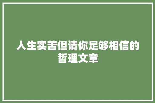 人生实苦但请你足够相信的哲理文章 词汇积累