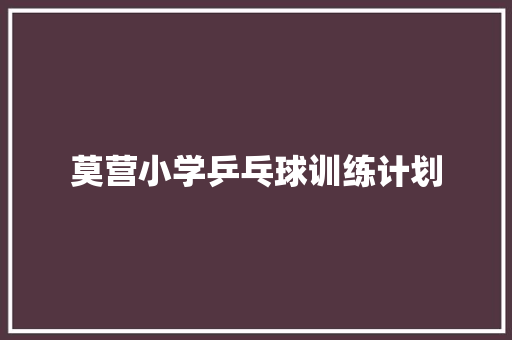 莫营小学乒乓球训练计划 写作技巧