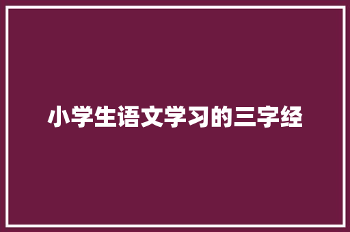 小学生语文学习的三字经 诗歌创作