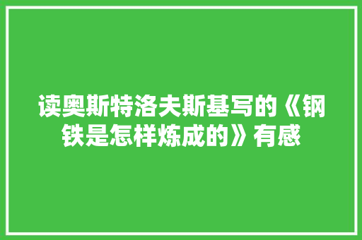 读奥斯特洛夫斯基写的《钢铁是怎样炼成的》有感 写作技巧