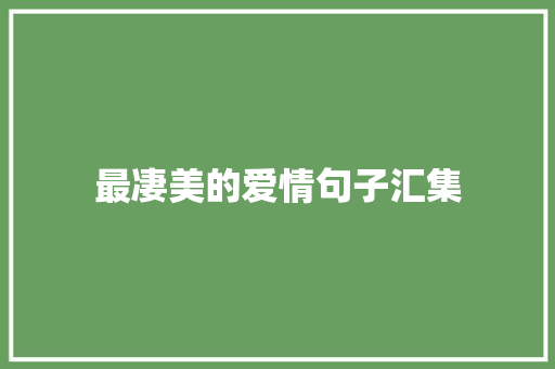 最凄美的爱情句子汇集 诗歌创作