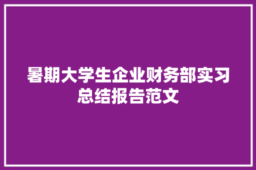 暑期大学生企业财务部实习总结报告范文 词汇积累