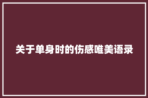 关于单身时的伤感唯美语录