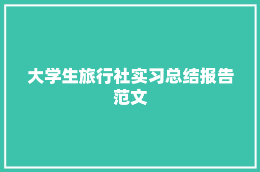大学生旅行社实习总结报告范文 简历模板