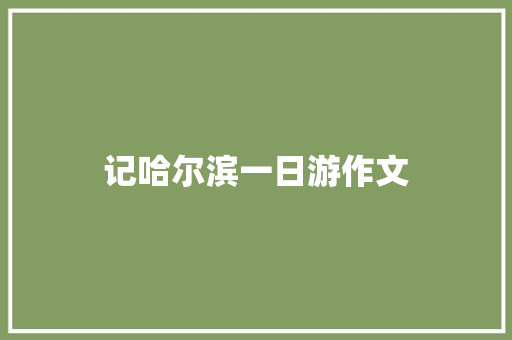 记哈尔滨一日游作文 报告写作