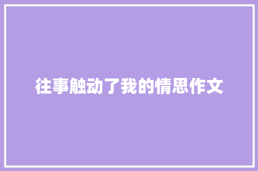 往事触动了我的情思作文