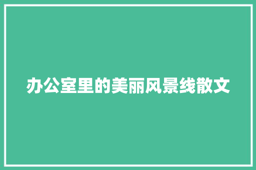 办公室里的美丽风景线散文