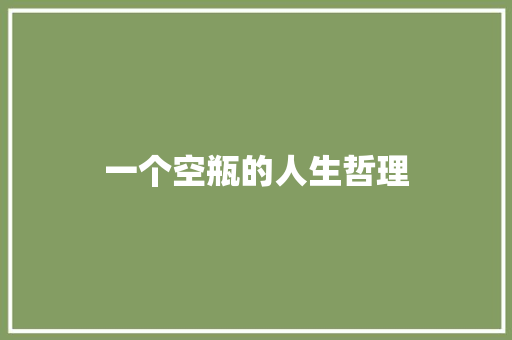 一个空瓶的人生哲理 诗歌创作