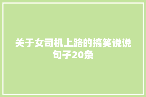关于女司机上路的搞笑说说句子20条 范文赏析