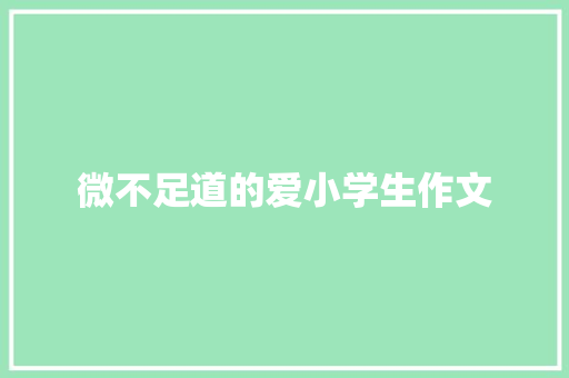 微不足道的爱小学生作文 报告写作