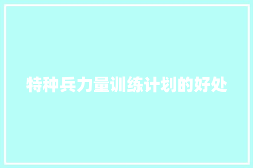 特种兵力量训练计划的好处 商业文案