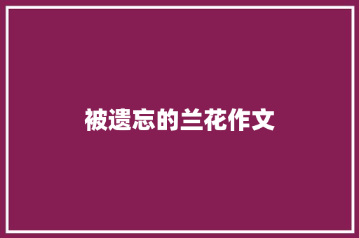 被遗忘的兰花作文
