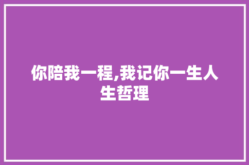 你陪我一程,我记你一生人生哲理 范文赏析