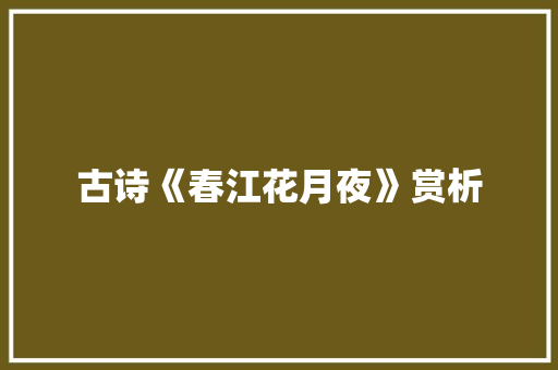 古诗《春江花月夜》赏析 简历模板
