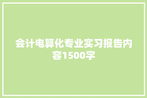 会计电算化专业实习报告内容1500字 报告写作