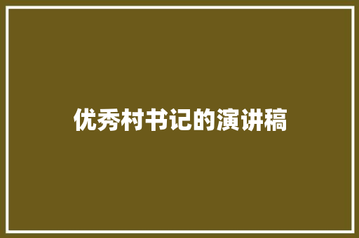 优秀村书记的演讲稿 简历模板