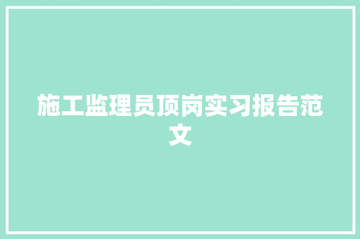 施工监理员顶岗实习报告范文 词汇积累