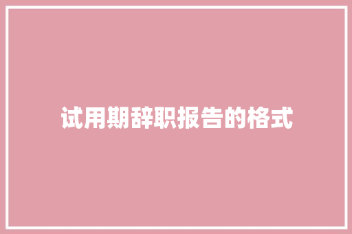 试用期辞职报告的格式