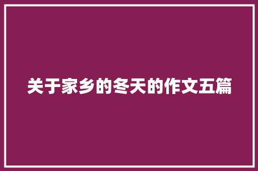 关于家乡的冬天的作文五篇 简历模板
