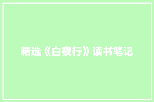 精选《白夜行》读书笔记 简历模板