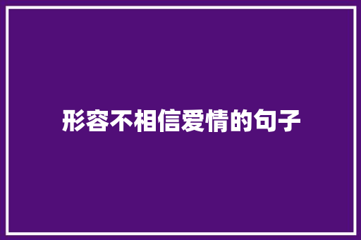 形容不相信爱情的句子