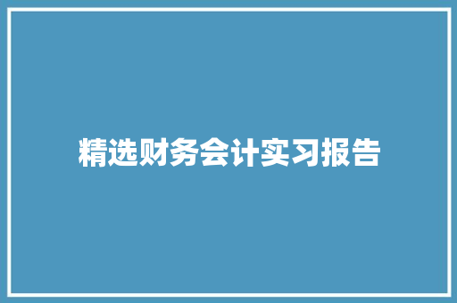 精选财务会计实习报告 诗歌创作