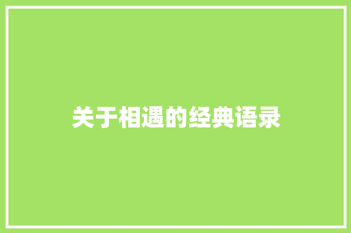 关于相遇的经典语录 写作素材