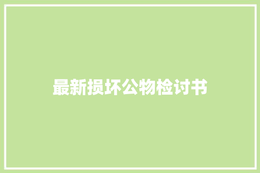 最新损坏公物检讨书
