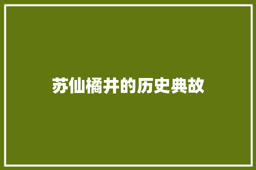 苏仙橘井的历史典故