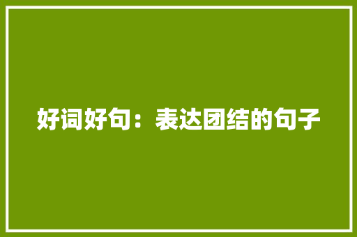 好词好句：表达团结的句子 写作技巧