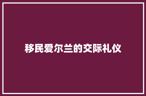 移民爱尔兰的交际礼仪 词汇积累