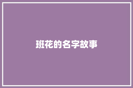 班花的名字故事 词汇积累