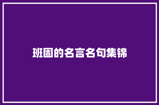 班固的名言名句集锦 报告写作