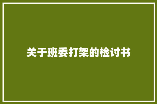 关于班委打架的检讨书 写作技巧